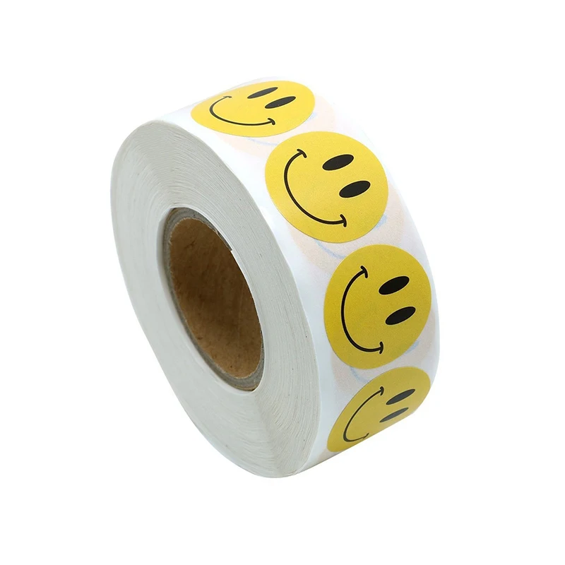 

500Pcs/Roll Yellow Smiley Face Cartoon Stickers For Children DIY Decorations Labels For Home Stickers