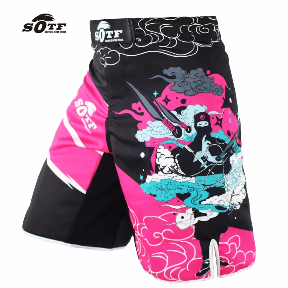 

SOTF Pink Ninja breathable cotton boxer shorts mma sports training thai boxing muay thai boxing shorts kickboxing pretorian