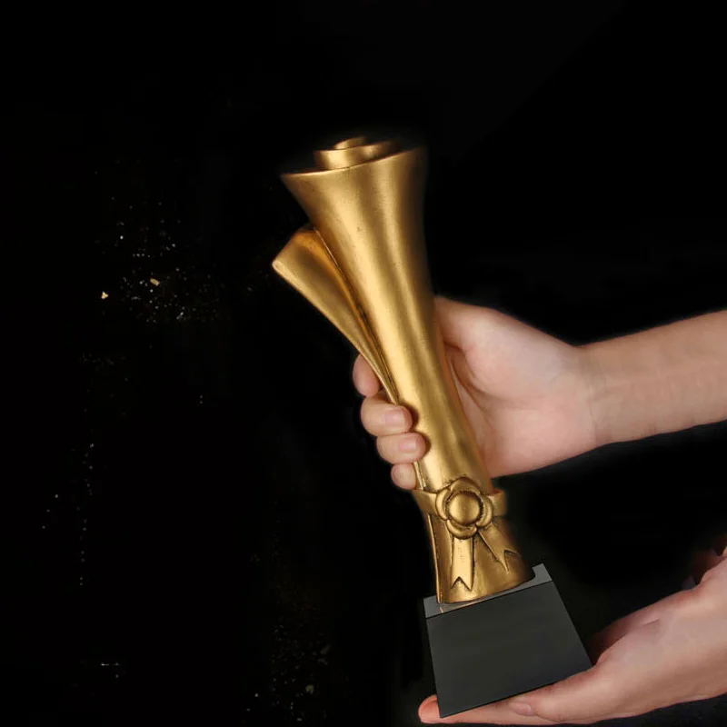 

RTAT0006 New Customized Creative Torch Merit Award Scroll Lithography Resin Cup Award Trophy Gift Souvenir Free Shipping