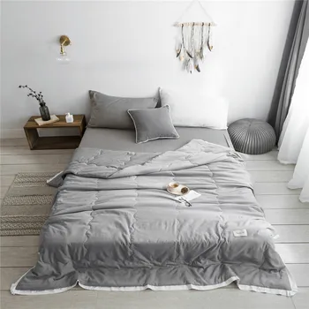 

Simple style Pure Color Summer Quilt Bedspread Blanket gray Comforter soft Bed Cover Twin full Queen Quilting solid bedclothes
