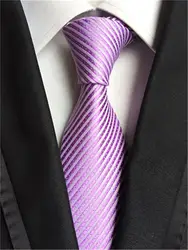 ГКНТ Новинка 2017 Cravate 8 см тонкий Для мужчин s Галстуки Фиолетовый Полосатый шелковые галстуки для Для мужчин Галстук Свадебный галстук Corbatas