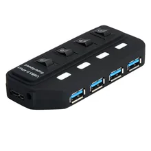 Carprie USB 3.0 хаб 4 Порты Скорость 5 Гбит/с для портативных ПК с включения/выключения Черный Drop