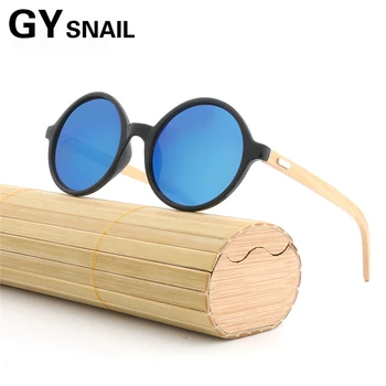 

GYsl Luxury bamboo Sunglasses Men Women Vintage Retro Round wooden Sunglass female Coating Steampunk wood sun Glasses for Male