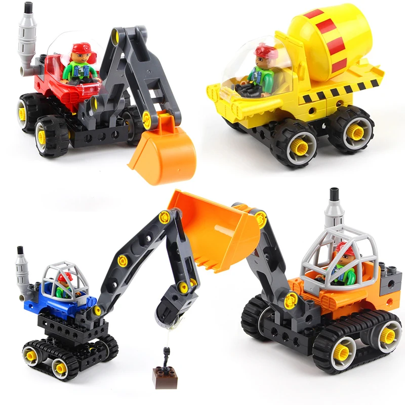 

WANGE 5 in 1 Technical Machines Big Size Bricks 38pcs+5Cards Excavator DIY Building Blocks Educational Kids Toys for 1.5Y Above