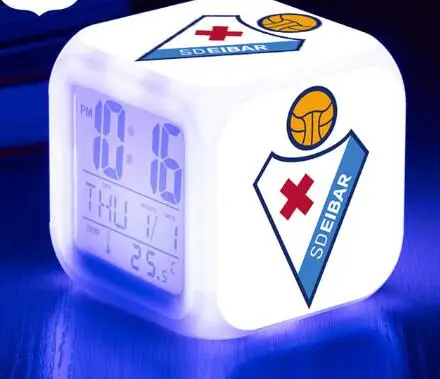 

Sociedad Deportiva Eibar LED Alarm Clock La Liga soccer/Football 7 color Flash Digital clock Toy 2017 Xmas Gifts Free Shipping