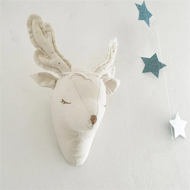 Nordic 3D Animal Head Wall Decoration Kids Baby Room Home Decor Stuffed Unicorn Deer Wall Hanging Mount Toys for Children 4
