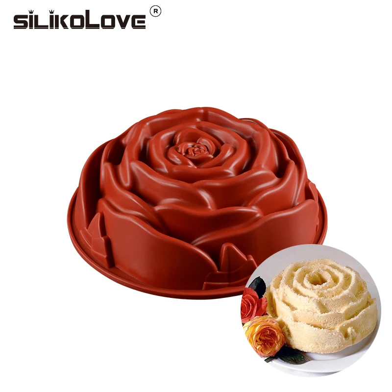 

SILIKOLOVE Silicone Rose Cake Mold Cake Pan Big Baking Pan Dish Silicone Form For Baking Bundt Tin Pastry