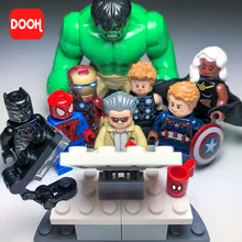 

Stan Lee Captain Marvel Avengers Black Panther Winter Soldie Hulk Building Blocks LegoINGlys Bricks Figures Gift for Kids HZ30