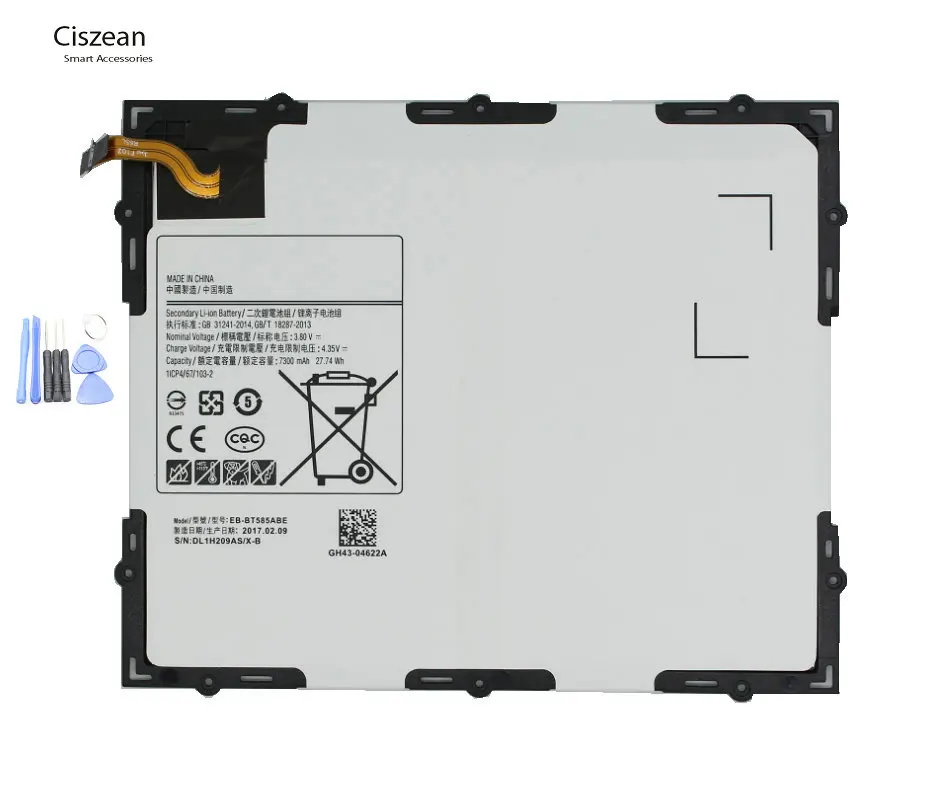

Ciszean 7300mAh EB-BT585ABE Replacement Battery For Samsung Galaxy Tablet Tab A 10.1 2016 T580 SM-T585C T585 T580N+ Tools