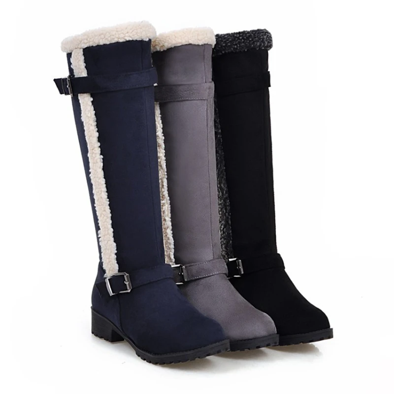 

2018 winter new plush high boots women fashion simple retro thick with round head casual women's boots.