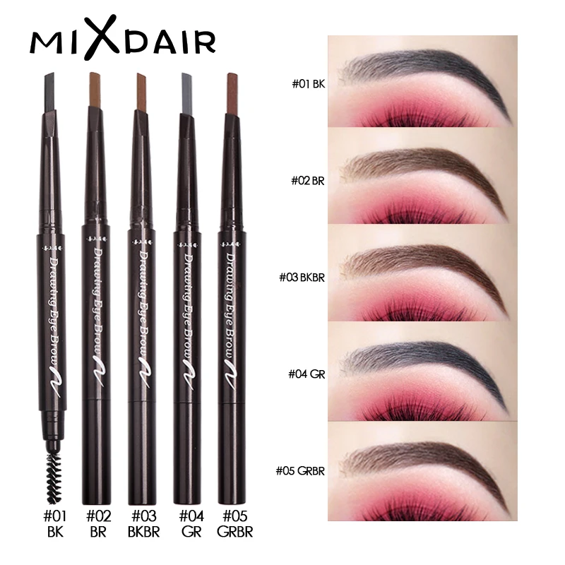 

MIXDAIR 1Pcs Waterproof Eyebrow Pencil Automatic Eye Brow Tint Long Lasting 5 Style Paint with Brush Eyes Makeup Tool Cosmetics