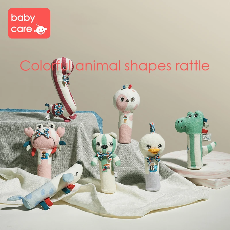 Baby Rattles Mobiles Toys Cartoon Animal Puzzle Hand Bell BB Stick Newborn Sleeping Soft Plush Toy Early Educational Doll