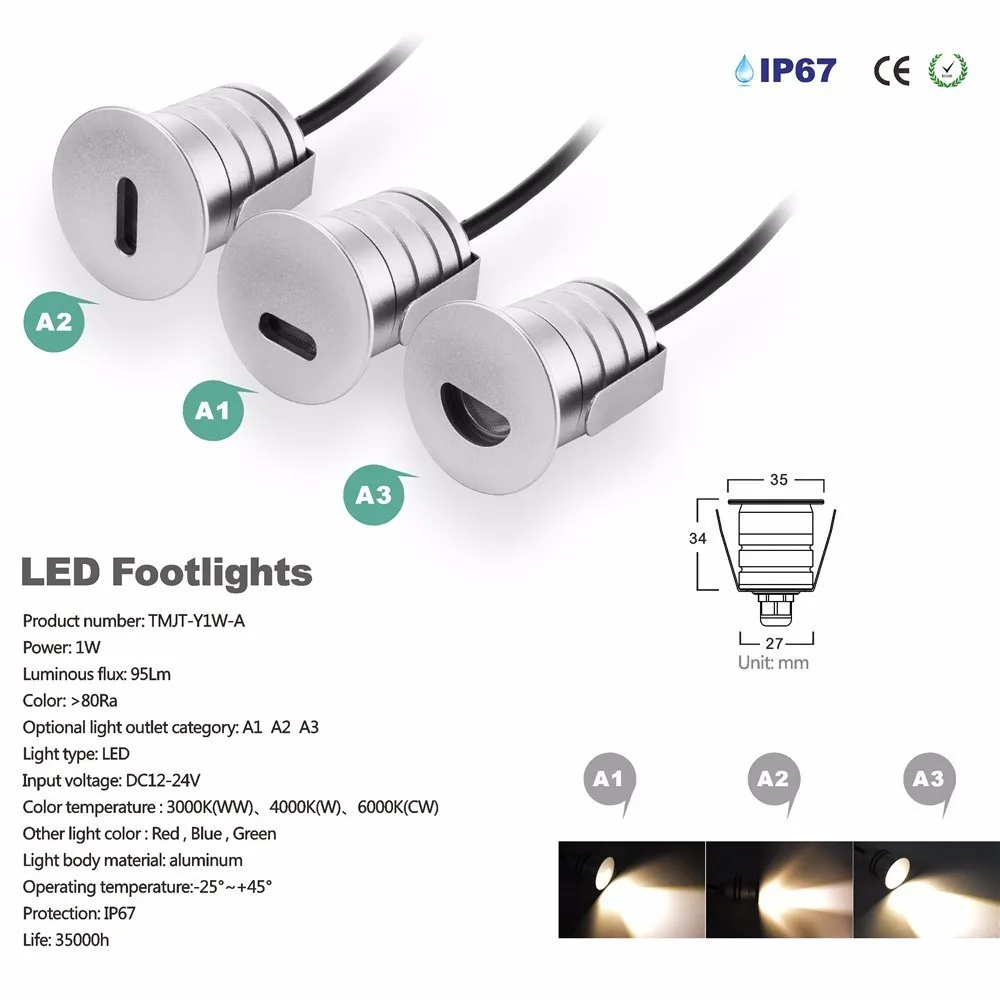 1 Вт 12 шт./лот 12Vdc 24Vdc Cree чип встраиваемые светодиодный шаг лестница света бра крыльцо путь SpotLight патио, угловой двухслойные освещения