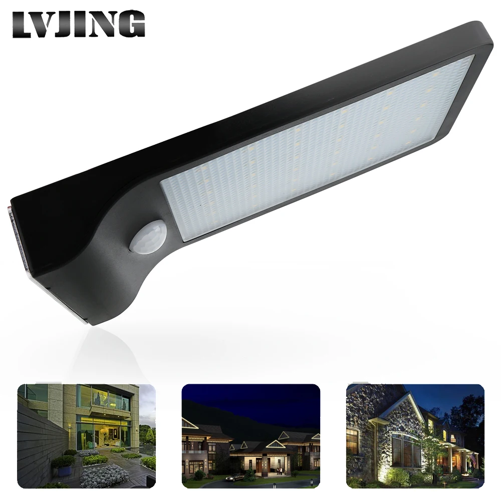 

LVJING 36LEDs Solar Light Outdoor Waterproof Lighting For Garden Wall Street Light PIR Motion Sensor Security Lamps Three Modes