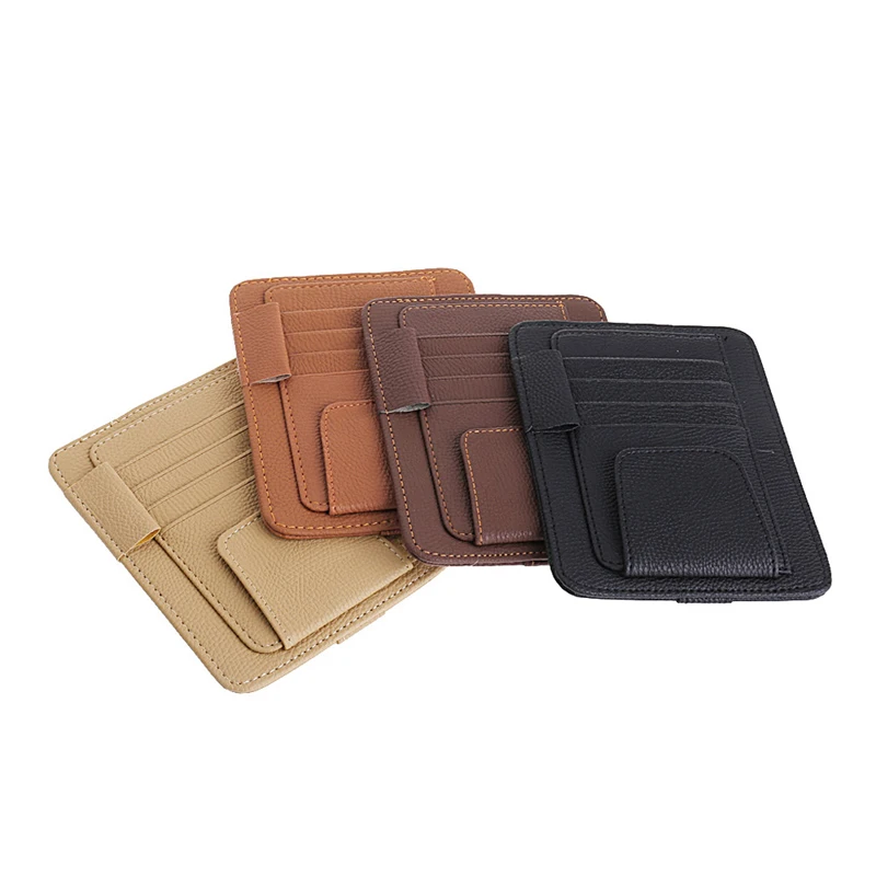 

Sun Visor Car Tools Cardholder Multi-Function Glasses Pen Document Clip Beige