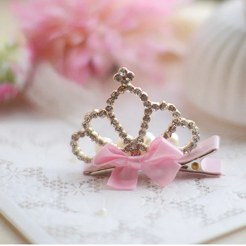 Style 8 pink Wecute/1 шт., новинка, блестящая заколка для волос в форме короны, аксессуары для волос для маленьких девочек, повязка на голову принцессы с кристаллами для маленьких детей - Цвет: Style 8 pink