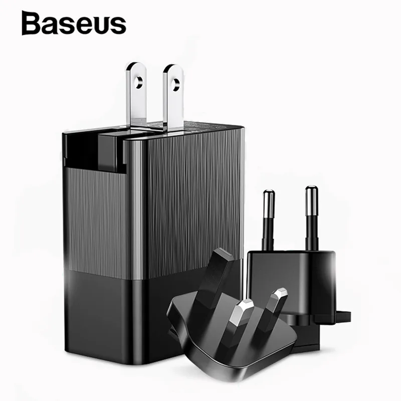 

Baseus 3 Ports USB Charger 3 in 1 EU US UK Plug 2.4A Fast Charging Charger Travel Wall Charger Adapter for iPhone Samsung Xiaomi