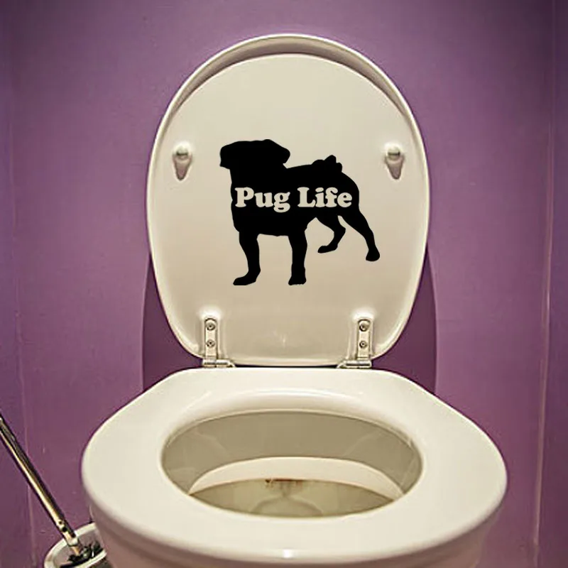 YOJA 21 2*19 3 см Pug Life наклейки для унитаза собачников щенок домашний Декор стены