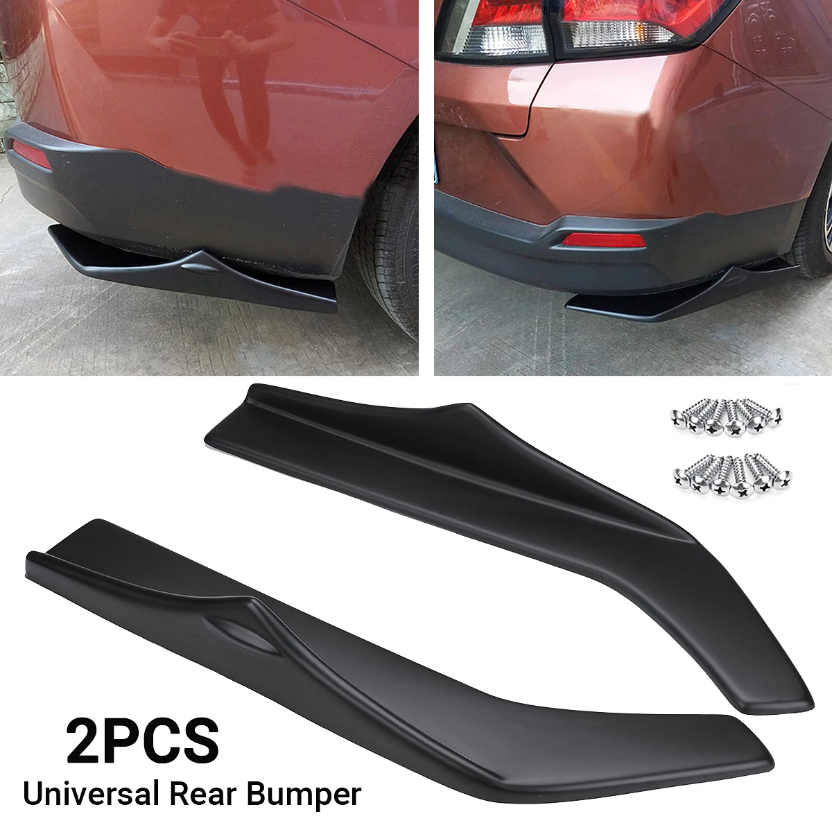 

2pcs Universal Rear Left&Right Bump Lip Wrap Splitters Side Skirt Extensions Protection Cover