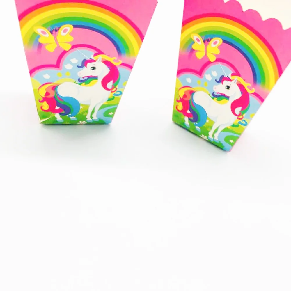 6pcs/lot Unicorn popcorn box kids birthday party supplies Unicorn candy