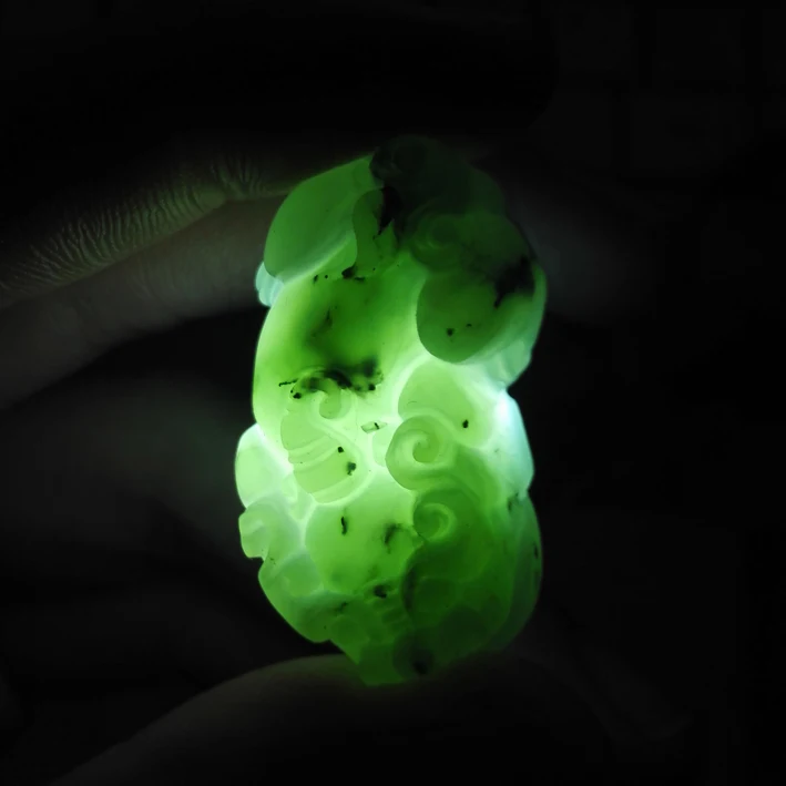 

Jade Pendant Pixiu Necklace Genuine Green Jade Stone Carved Pendant Necklace Women's Jewelry