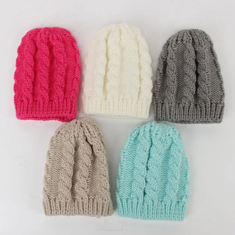 

Newborn kids winter hats Girl Boy Toddler Knitting Wool Twist Hat Soft Hat Cap For Children Clothing Accessories lowest price