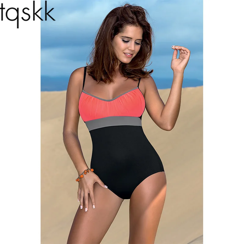 

TQSKK 2019 New Swimwear Women Patchwork One Piece Swimsuit Female Swimsuit Sexy Summer Swim Beach Wear Bathing Suit Monokini Set