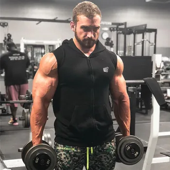 

High quality New Gyms Fitness Men Bodybuilding Sleeveless Muscle Hoodies Workout Clothes Casual Cotton Tops hoodies