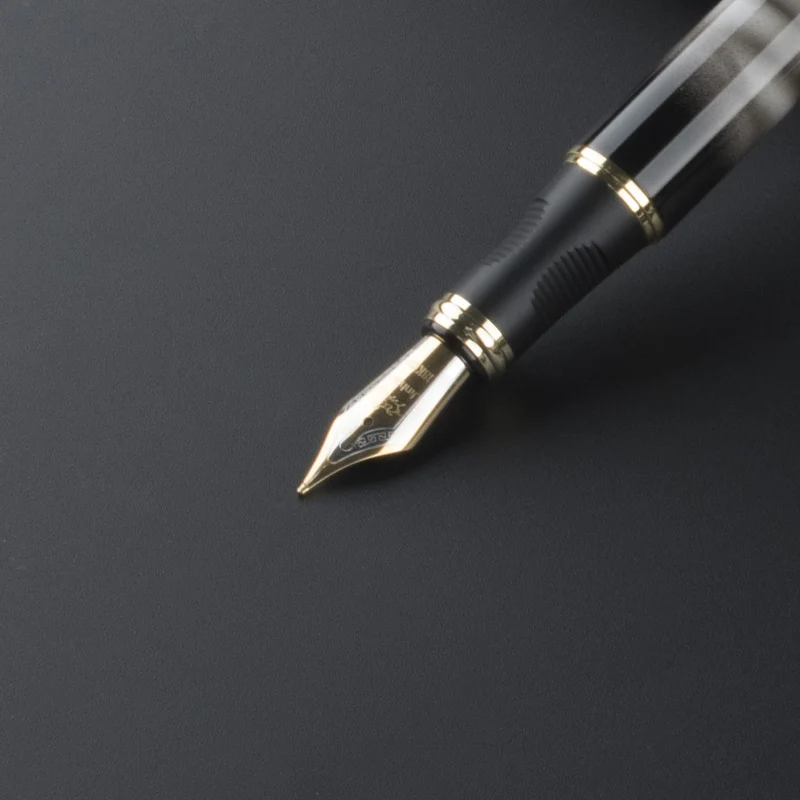 JINHAO X450 черный/золотой 0,7 мм 18KGP широкий наконечник ручка JINHAO 450 бизнес и 5 шт. чернила 15 Выборочные цвета