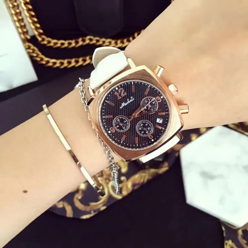 Fashion Women Calendar Watches Lady s Luxury Wristwatches Genuine Leather Dress Watch Square watch Bracelet Clocks