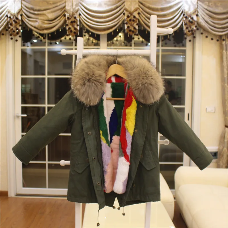 

Fashion Girls Fur Coat Baby Outerwear 100% Rabbit Fur Liner Windbreaker Kids Coats&Jackets For Cold Winter Warm Parkas For Boys