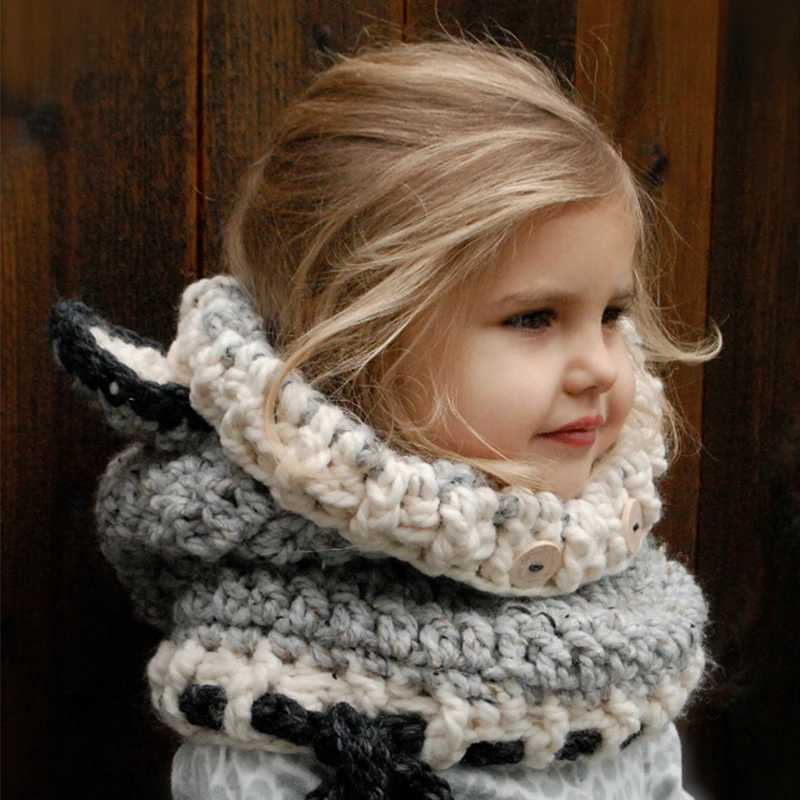 Neck Warmer Wrap Scarf Winter Child Earmuffs Crochet Ear Cover Fox
