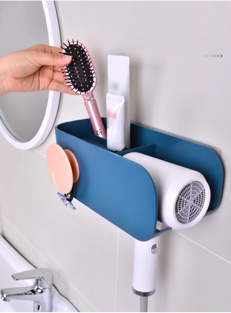Настенный держатель для хранения волос для ванной комнаты органайзер для душа предметы домашнего обихода Фен держатель Полка для ванной комнаты