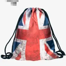 1 шт. ретро 3D Флаг США Великобритания Печать Шнурок Сумка американский флаг рюкзак с принтом двухсторонняя школьная сумка