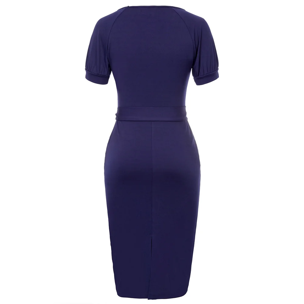 Женские платья Элегантное летнее однотонное платье в стиле ретро с коротким