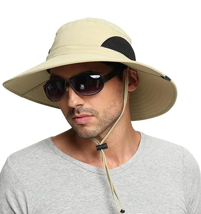 

Fisherman Bucket Cap Nylon Wide Brim Outdoor adjustable waterproof sun hat UV bucket Mesh cap fishing hat dropshipping
