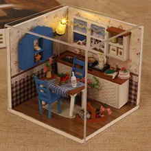 Теплый кофе время DIY кукольный домик миниатюрная Рождественская Модель деревянная игрушка мини мебель ручной работы домашние куклы подарки игрушки для детей