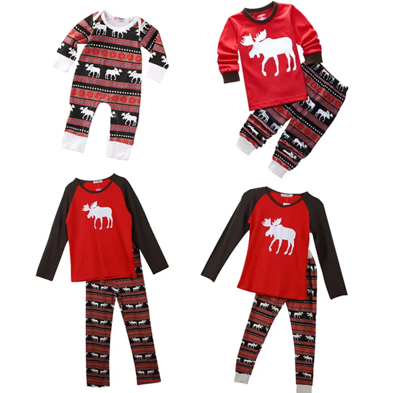 

2017 Christmas Family Pajamas Set Adult Kids Sleepwear Nightwear Pjs Photgraphy Prop Party Clothing Xmas clothes for new year