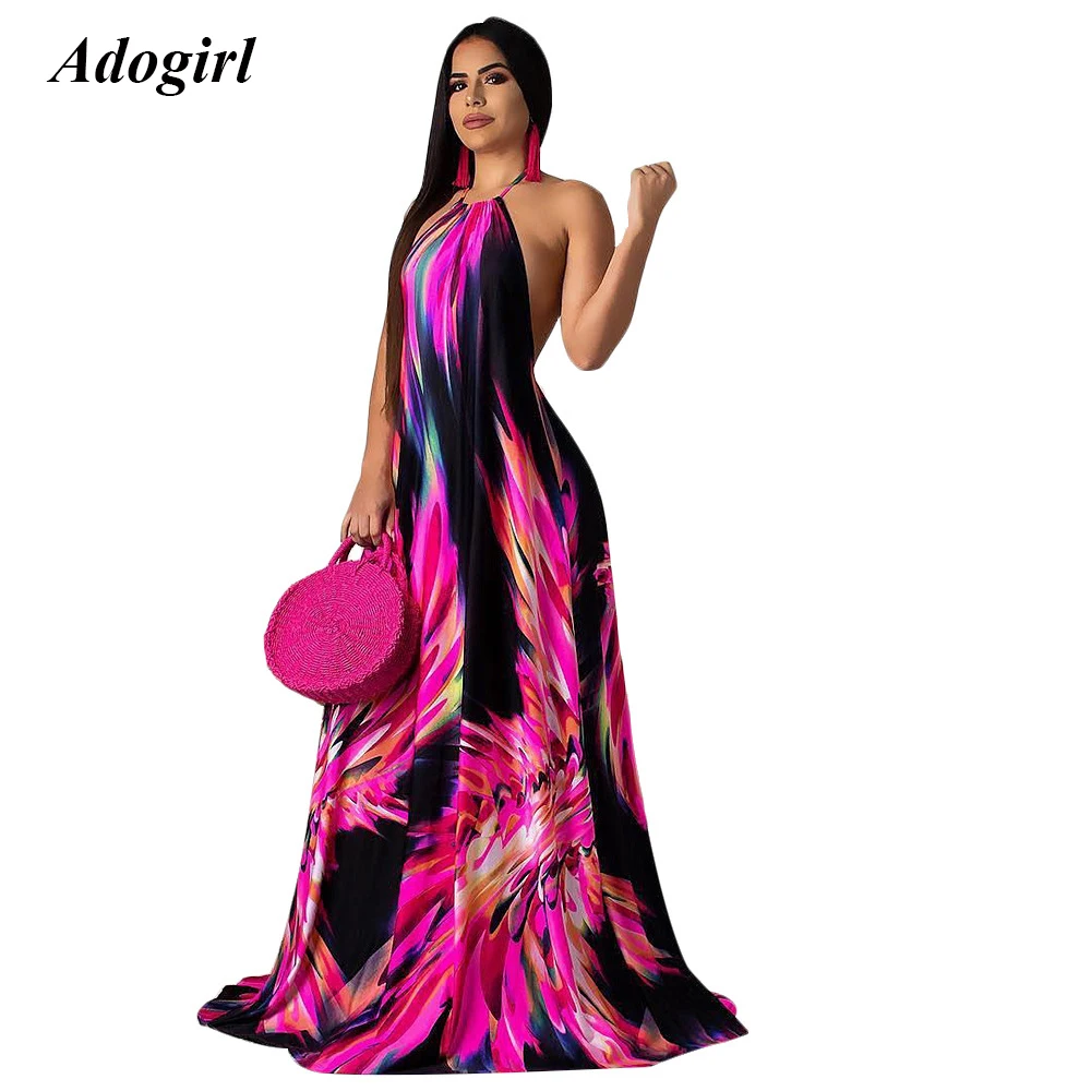 Элегантное женское платье Adogirl с лямкой на шее и открытой спиной сексуальное