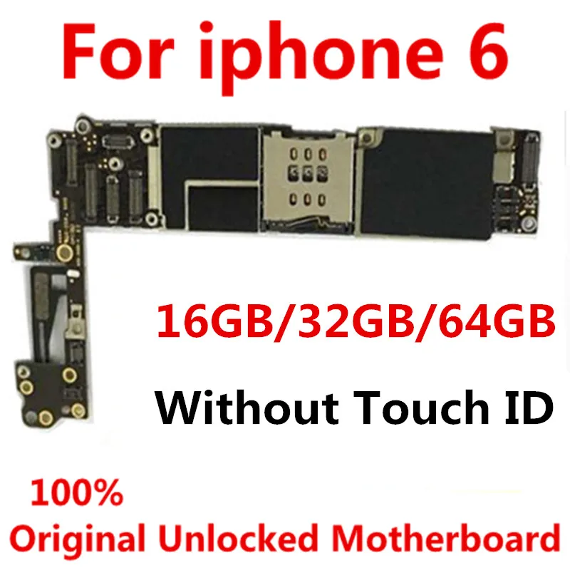 100% оригинальная разблокированная материнская плата для iphone 6 без сенсорного ID/с