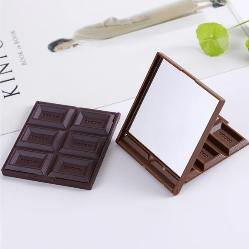 

1 Pcs Mini Makeup Mirror Chocolate Cookie Shaped Square Pocket Mirror Glass+Plastic Women Girl Lovely