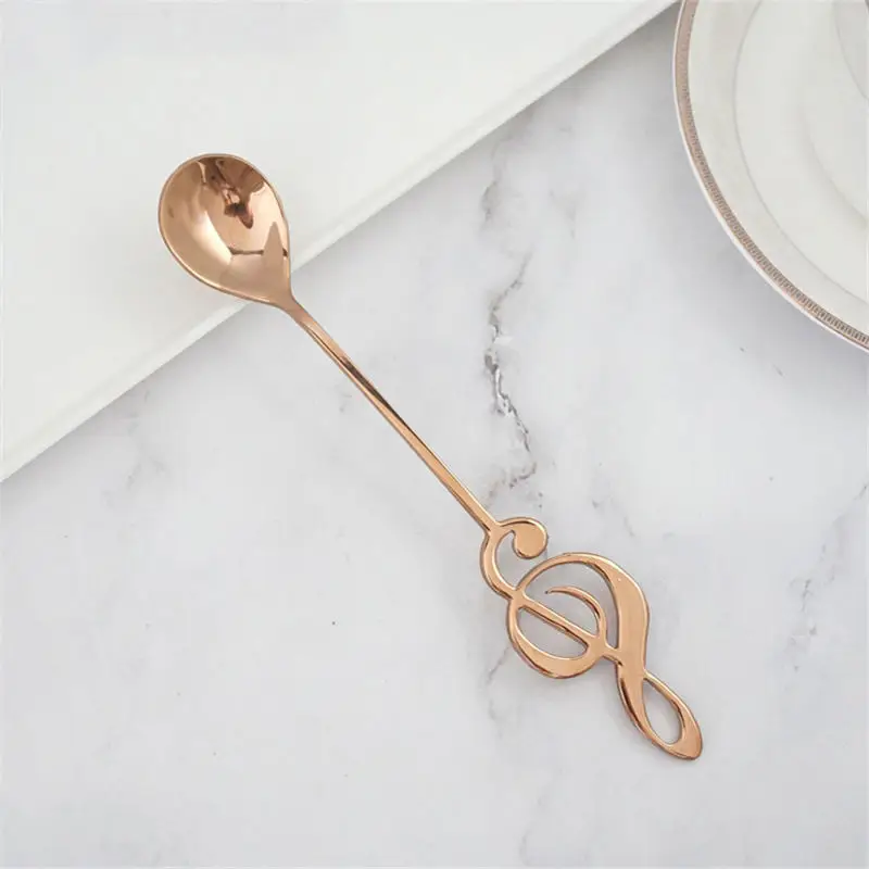 rose gold KECTTIO, красочные столовые приборы из нержавеющей стали, музыкальная ложка, креативная ложка для молока, кофе, мороженого, конфет, чайная ложка, аксессуары - Цвет: rose gold