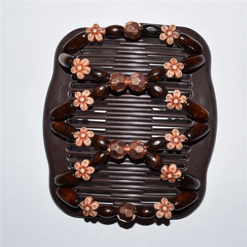 flower and brown Classical beads Magic Hair Combs Accessories for woman