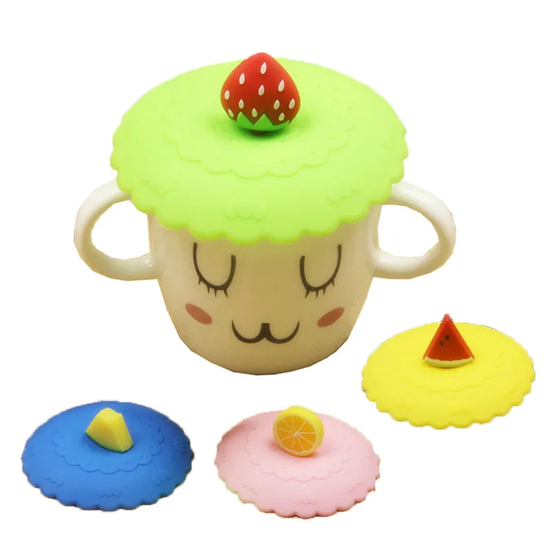 

1PC Fruit Lace Silicone Lid Dustproof Coffee Mug Cover Lid Free Splicing Thermal Insulation Cup Cooking Pot Sealed Lids for Mug