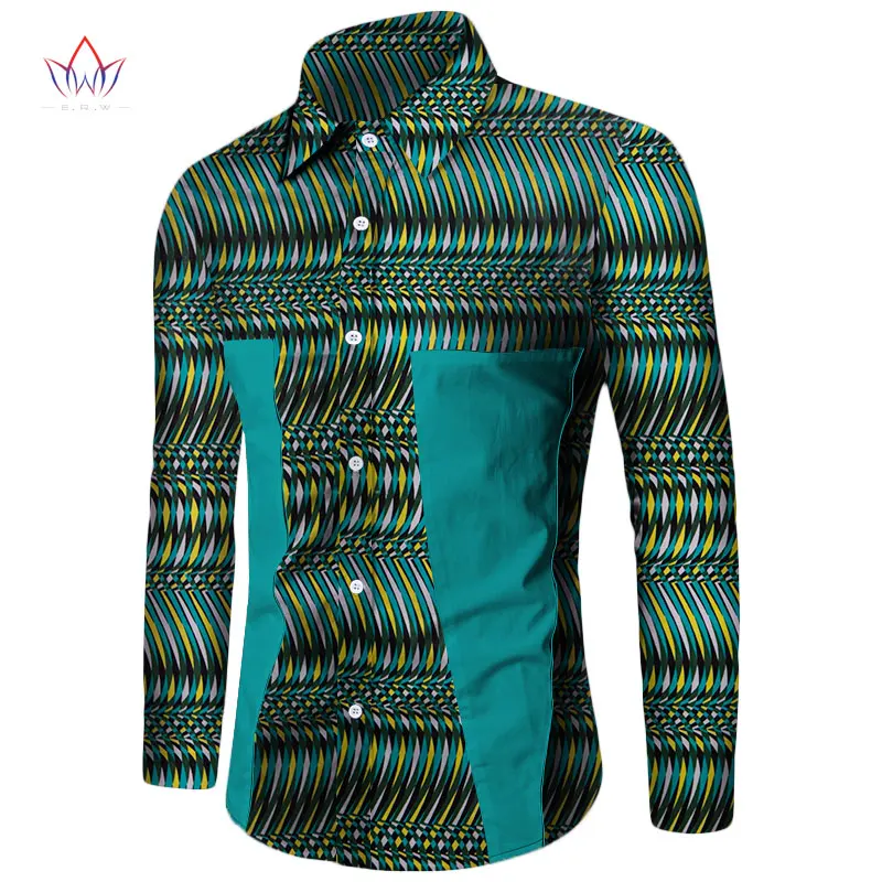 

Plus Size New Summer 2019 African Shirt for Men Dashiki Long Sleeve African Clothes Patchwork Casual Style Men Shirt BRW WYN350