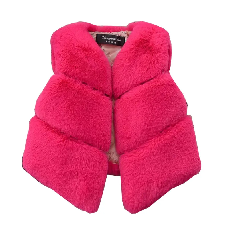 

Children's fur vest Girls Fur Outerwear 2017New Winter Fashion Thick Warm Faux Fur Vest V-Neck Short Fur Colorful Vest For 2-9Y
