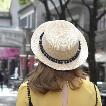 

1 Pcs 2016 New South Korea Lovely Ball Fedoras Caps Spring Summer Beach Straw Hats Parent-child Cap 3 Colors