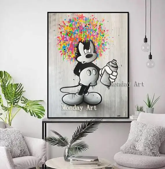Лучший ручной работы Монополия картина с Микки-Маусом картина мыши из мультфильма картина маслом на холсте для детской комнаты офисные настенные украшения - Цвет: 22