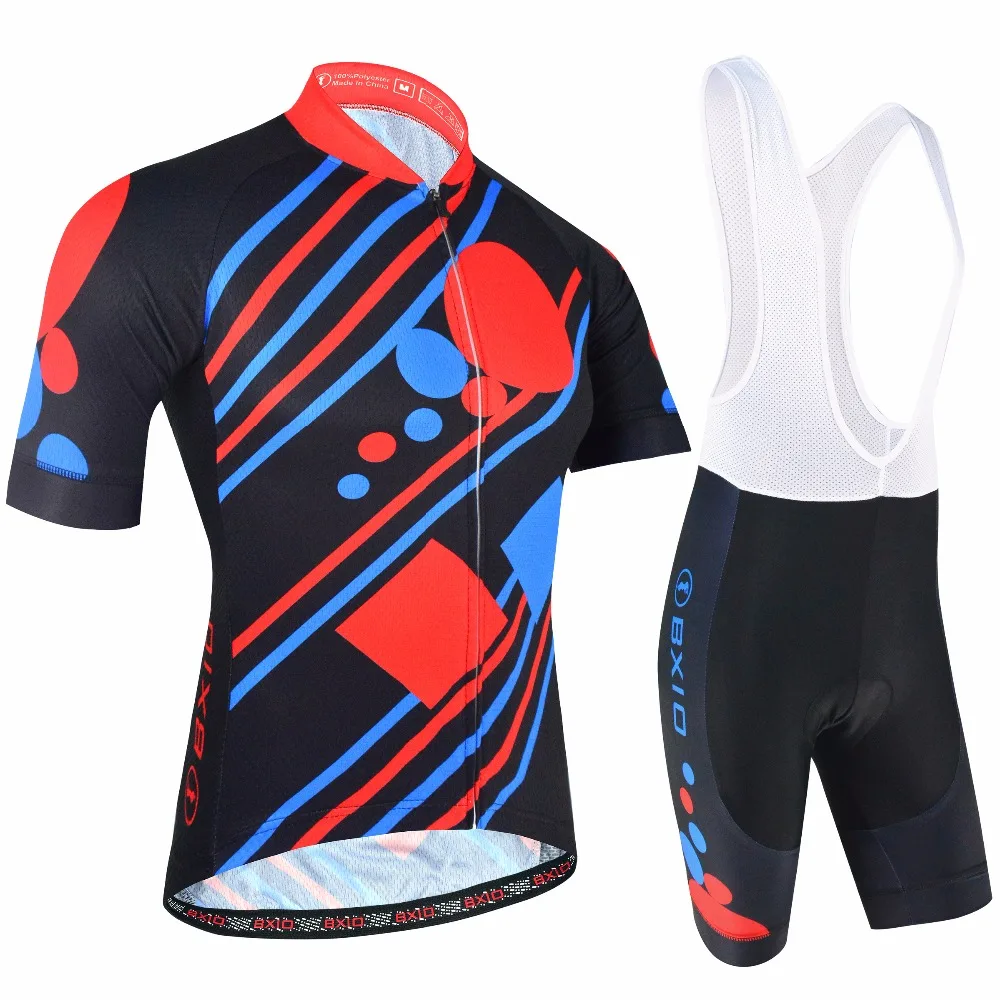 BXIO Men Cycling Clothing Pro Team Bike Wear Short Sleeve With Gel Bib