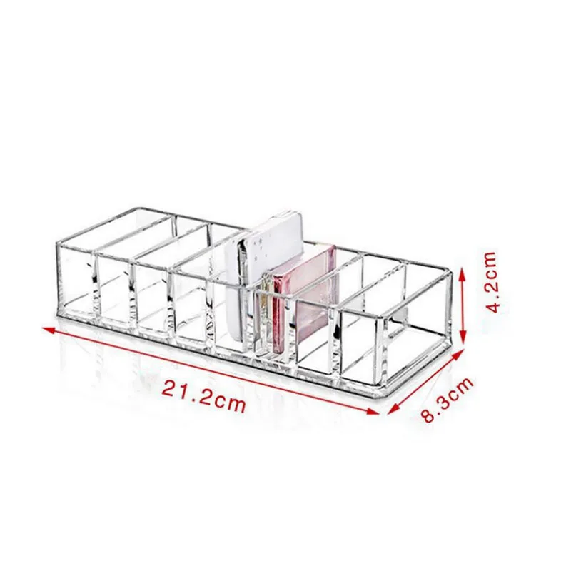 Прозрачный акриловый 8 сеток органайзер для макияжа коробка для хранения пудры губная помада инструменты для макияжа Футляр для теней для глаз коробка для украшений или косметики